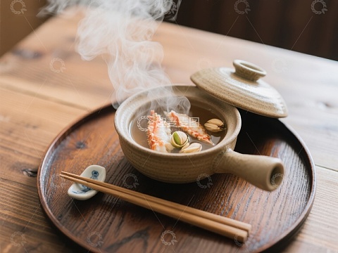热气腾腾的日式海鲜汤
