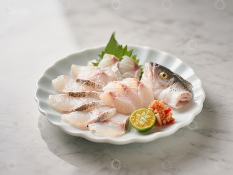 高清大图下载【趣麦麦图】精致鱼生摆盘，清新柠檬点缀