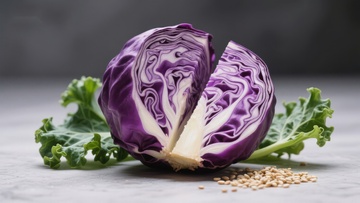 切开的紫甘蓝，展示其纹理