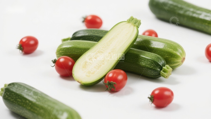 高清大图下载【趣麦麦图】新鲜西葫芦与樱桃番茄的组合