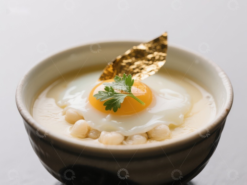 高清大图下载【趣麦麦图】-金箔点缀的蛋黄奶酪汤