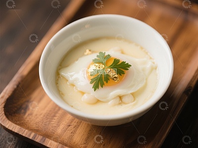 精致蛋羹配香草装饰