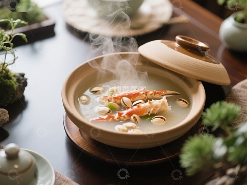 热气腾腾的蟹肉汤