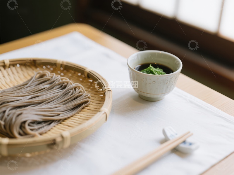 高清大图下载【趣麦麦图】日式荞麦面与蘸酱的静谧呈现