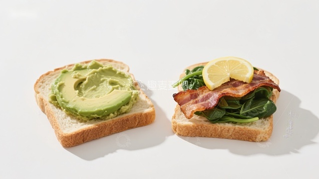 两片面包上的美味早餐组合