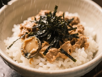 海苔鲍鱼盖饭特写