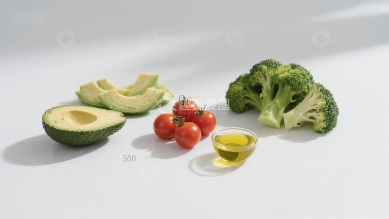 高清大图下载【趣麦麦图】新鲜蔬菜与橄榄油的健康组合