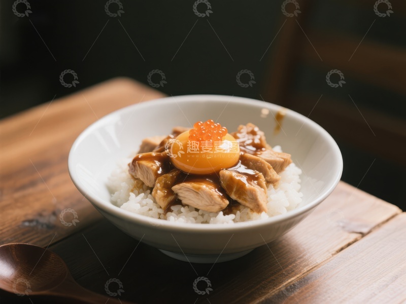 高清大图下载【趣麦麦图】日式叉烧饭配温泉蛋