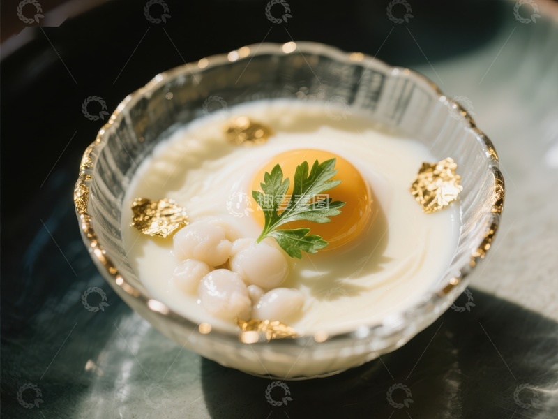 高清大图下载【趣麦麦图】精致甜品：蛋黄与奶冻的完美结合
