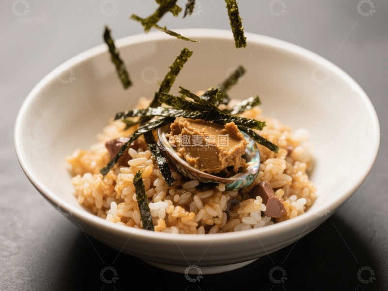 高清大图下载【趣麦麦图】海苔拌饭配味噌酱