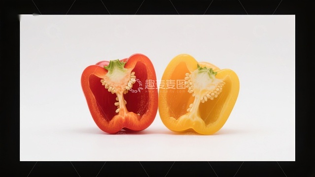 红黄甜椒切面展示