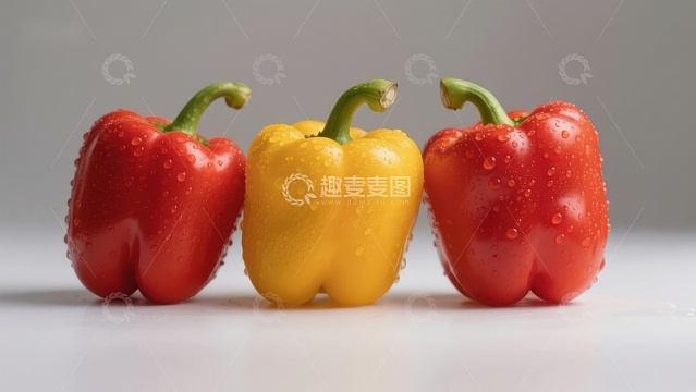 新鲜彩椒并排展示