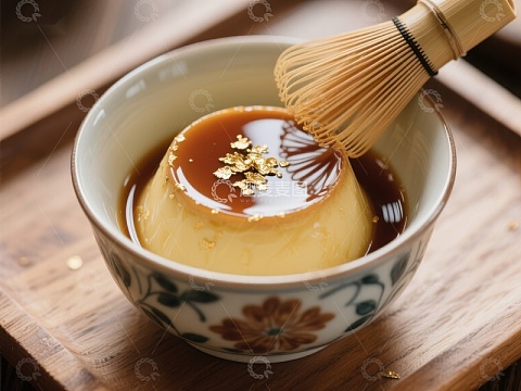 抹茶甜品与竹筅的静谧时光