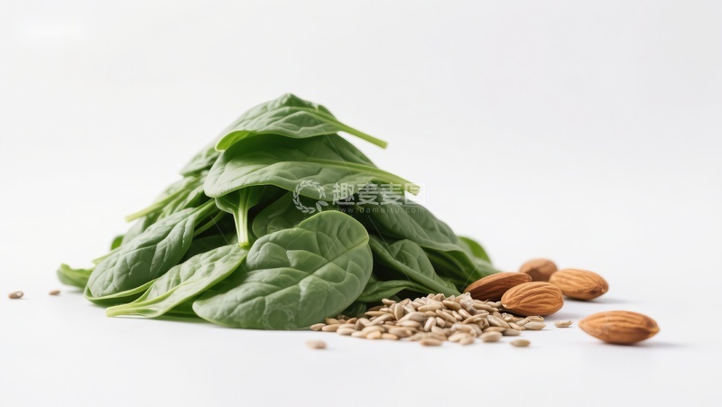 高清大图下载【趣麦麦图】新鲜菠菜与坚果组合
