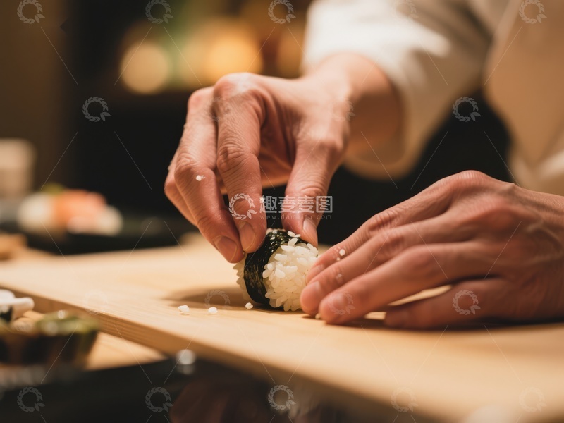 高清大图下载【趣麦麦图】-厨师精心制作寿司