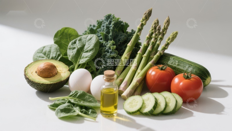高清大图下载【趣麦麦图】新鲜蔬菜与健康食材组合