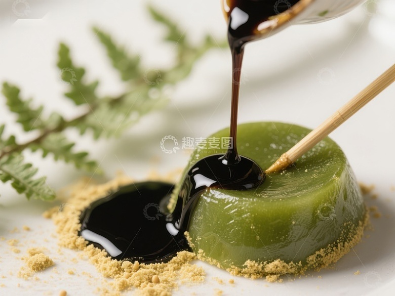 抹茶甜品淋上浓稠酱汁