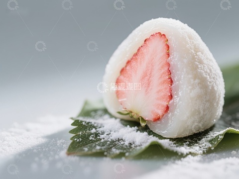 草莓大福：甜蜜的白色糯米团