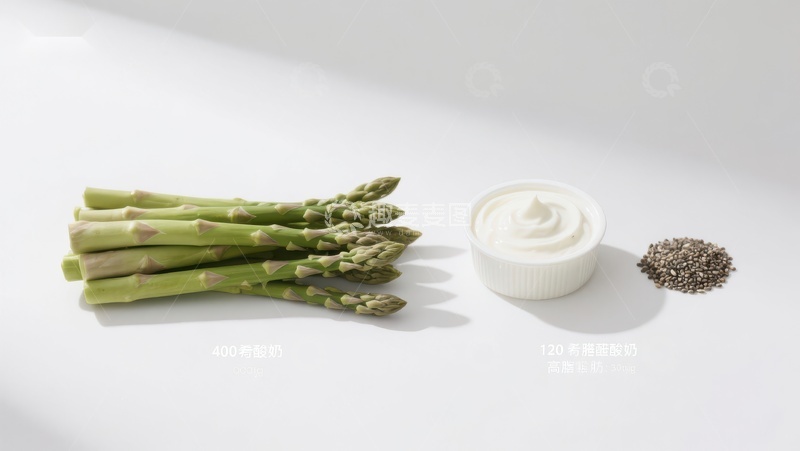 高清大图下载【趣麦麦图】芦笋与酸奶的清新搭配