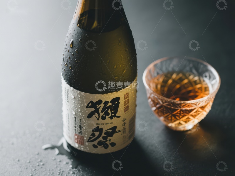 高清大图下载【趣麦麦图】清酒瓶与小杯，传统饮品的静谧之美