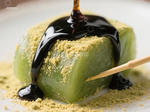 抹茶甜品淋巧克力酱