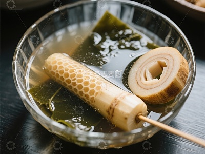 日式料理中的竹笋与海带汤