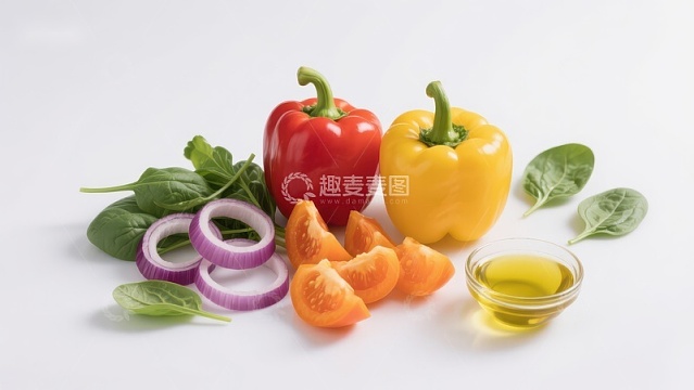 新鲜蔬菜与橄榄油的组合