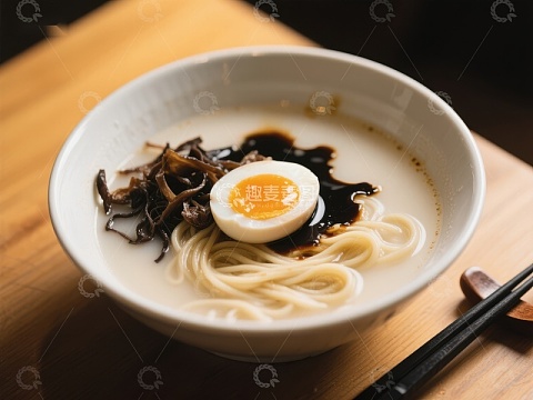 日式拉面配半熟蛋