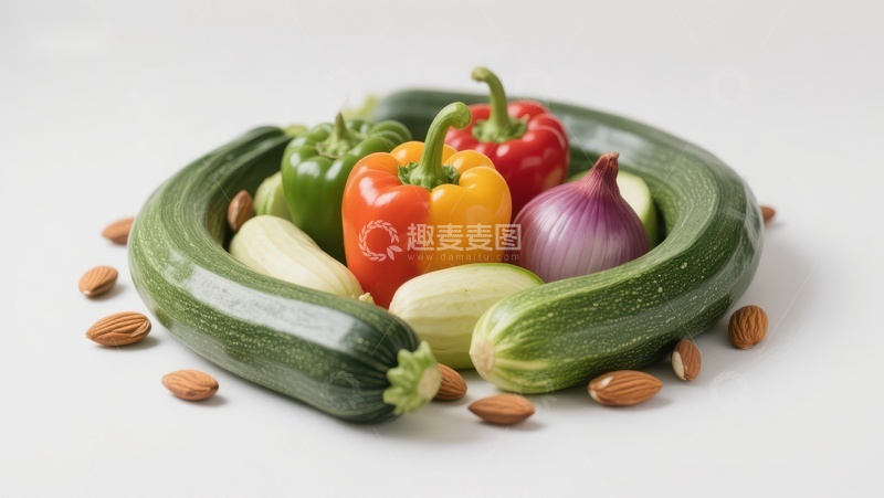 高清大图下载【趣麦麦图】新鲜蔬菜与坚果的组合