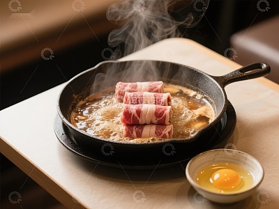 热气腾腾的煎锅牛肉卷