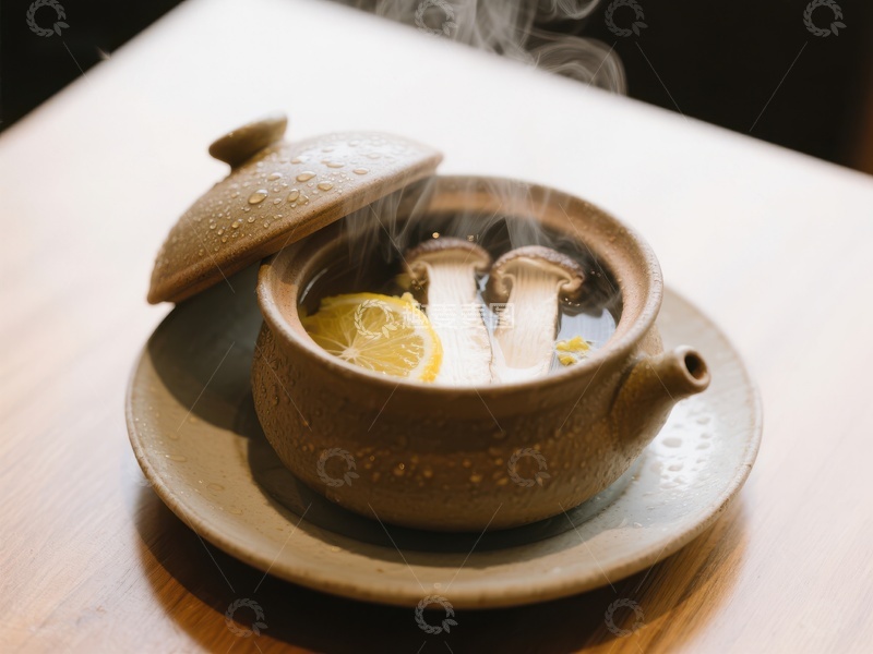 高清大图下载【趣麦麦图】热气腾腾的菌菇柠檬汤