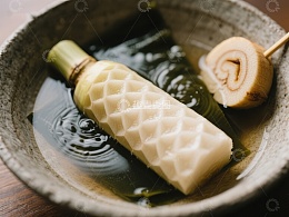 日式甜品豆花，竹叶衬托