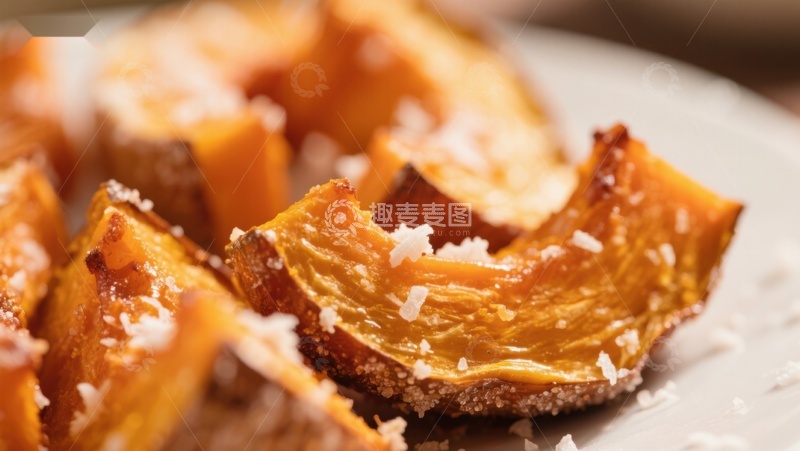 高清大图下载【趣麦麦图】烤南瓜片撒上粗盐