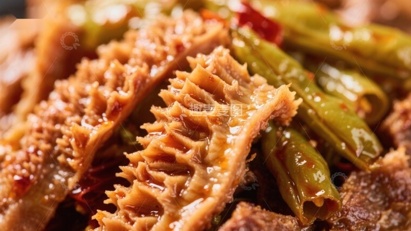 高清大图下载【趣麦麦图】麻辣牛肚配青椒美食特写