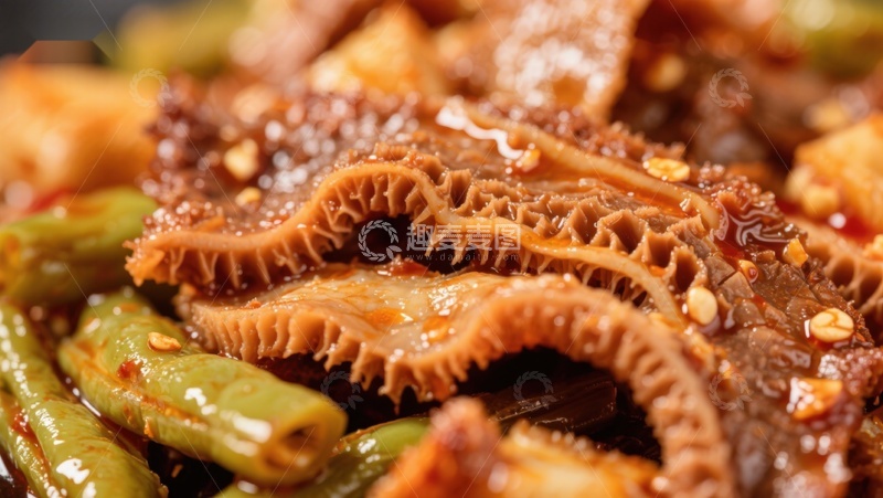 高清大图下载【趣麦麦图】麻辣牛肚配青椒美食特写
