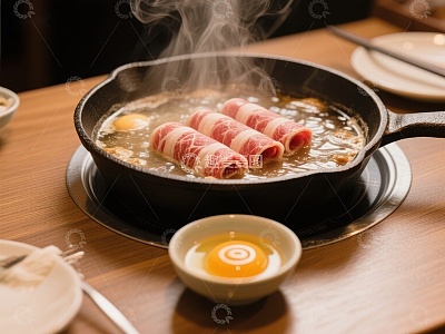 热气腾腾的煎锅牛肉卷