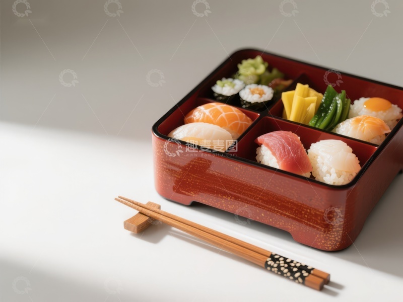 高清大图下载【趣麦麦图】精致日式便当盒与寿司