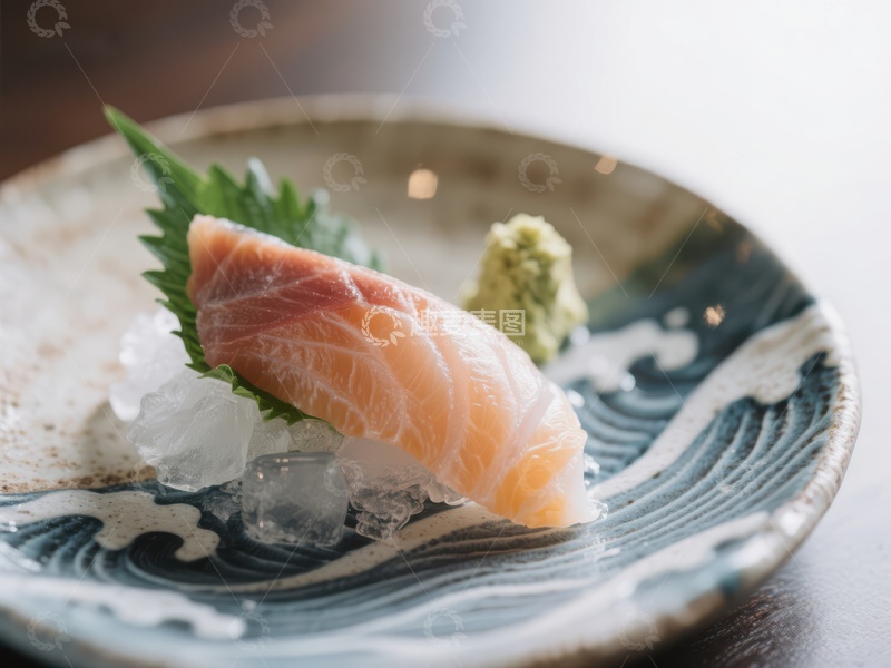 高清大图下载【趣麦麦图】精致生鱼片配芥末与冰块
