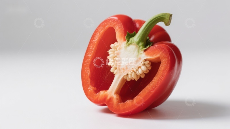 高清大图下载【趣麦麦图】切开的红甜椒，展示内部结构