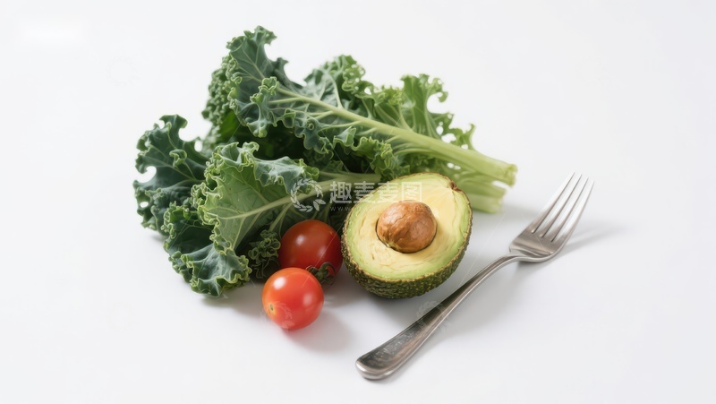 高清大图下载【趣麦麦图】新鲜蔬菜与叉子的组合