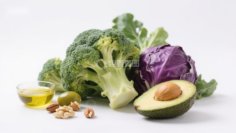 高清大图下载【趣麦麦图】新鲜蔬菜与坚果的健康组合