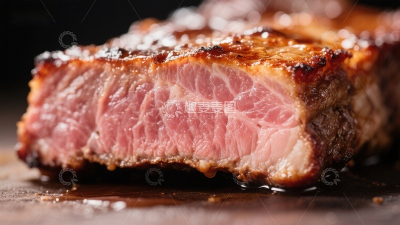 高清大图下载【趣麦麦图】烤制多汁的牛排特写