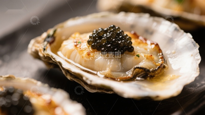 高清大图下载【趣麦麦图】烤制生蚝配鱼子酱