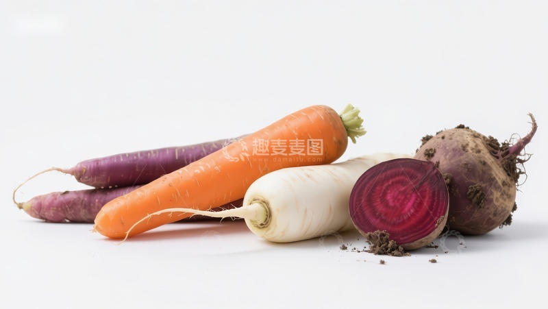 高清大图下载【趣麦麦图】新鲜根茎蔬菜排列展示
