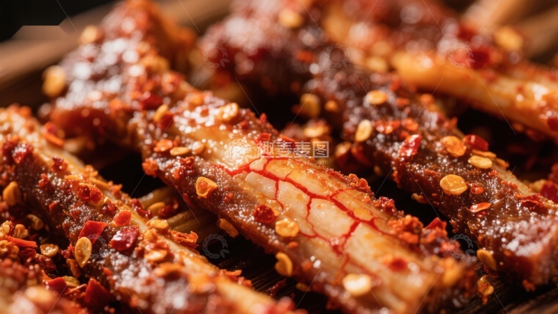 高清大图下载【趣麦麦图】香辣烤排骨，诱人美味