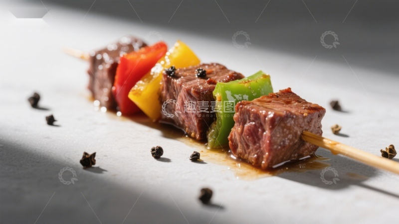 高清大图下载【趣麦麦图】烤肉串配彩椒与香料