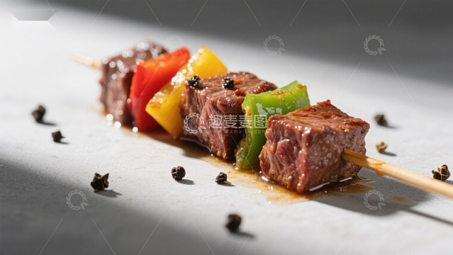 烤肉串配彩椒与香料