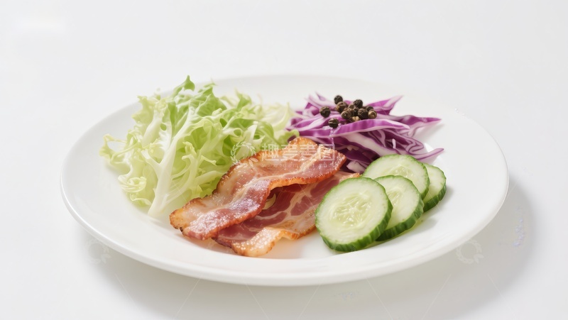 高清大图下载【趣麦麦图】清爽沙拉配培根与黄瓜