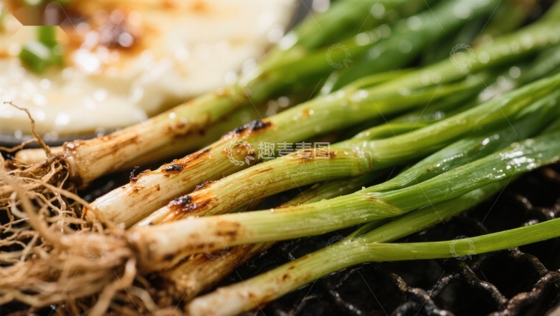 高清大图下载【趣麦麦图】烤制青葱特写