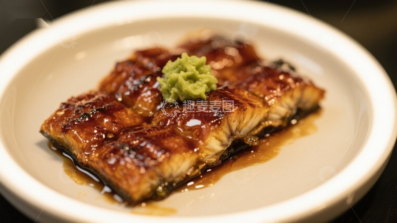 高清大图下载【趣麦麦图】烤鳗鱼配芥末，美味日式料理